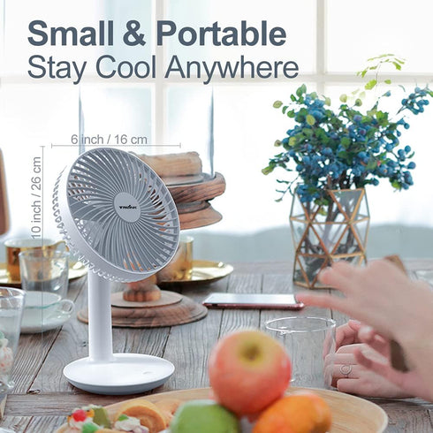 6-Inch Portable Battery-Operated Desk Fan, Rechargeable Electric Mini Fan with 4 Speed Levels for Home Office Camping