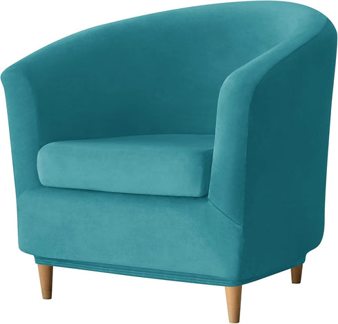 Deisy Dee 2 Piece Velvet Club Chair Slipcover Stretch Barrel Chair Covers