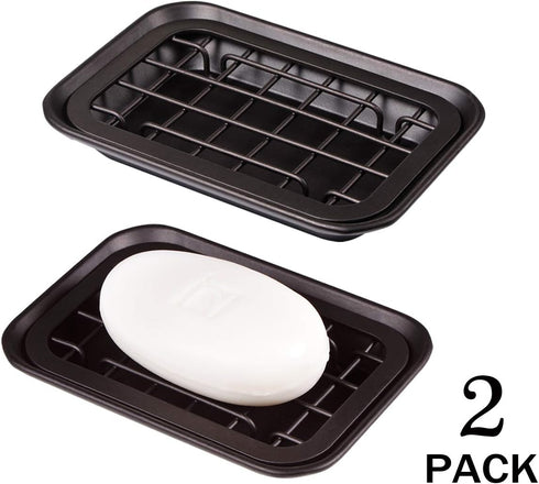 Kitchen and Bathroom Soap Dish Tray - Metal 2-Piece with Drainage Grid and Holder for Kitchen Sink, Rust Resistant