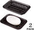 Kitchen and Bathroom Soap Dish Tray - Metal 2-Piece with Drainage Grid and Holder for Kitchen Sink, Rust Resistant