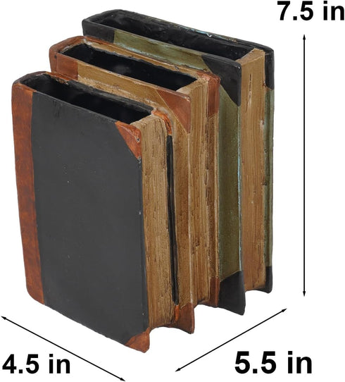 5.5 4.5 7.5 Inch Guichifun Book Shaped Vase for Flowers - Resin Decorative Vase Classical Fake Books for Bookshelf