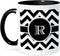 3dRose Black and White Chevron Monogram Initial R Mug, Two Tone Black, 11oz