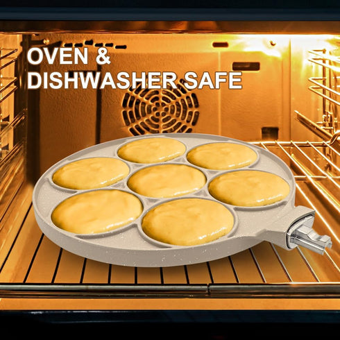 Pancake Pan with 7 Holes, Non Stick Mini Crepe Pan with Detachable Handle