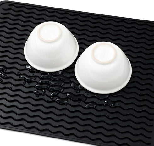 Silicone Dish Drying Mat, Eco-friendly Heat-resistant Mat for Kitchen Counter or Sink, Refrigerator or Drawer Liner,