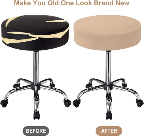 HFATMOS 2 14-17 Inch, Pcs Bar Stool Covers Round Stool Slipcovers High Elastic Circle Chair Covers Soft Chair Seat