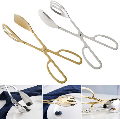 Food Tongs, Stainless Steel Kitchen Tongs Salad Tongs for Cooking, Barbecue, Pastry, Sandwich, Ice, Serving Scissors Tongs by Denpetec