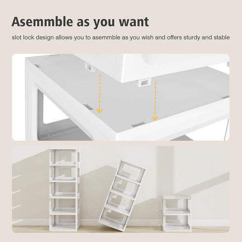 5-Tier Closet, 13 SEE SPRING Stackable Shoe Rack Organizer Plastic Shoe Storage Shelf for Entryway, Bedroom Holds Size