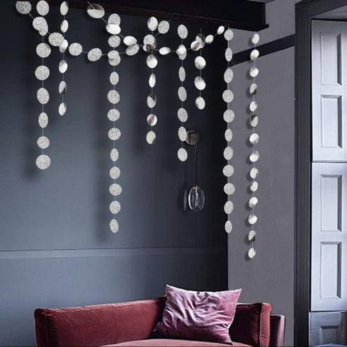 Cheerland Glitter Silver Circle Dot Garlands - Metallic Silver Party Decorations for Wedding, Birthday