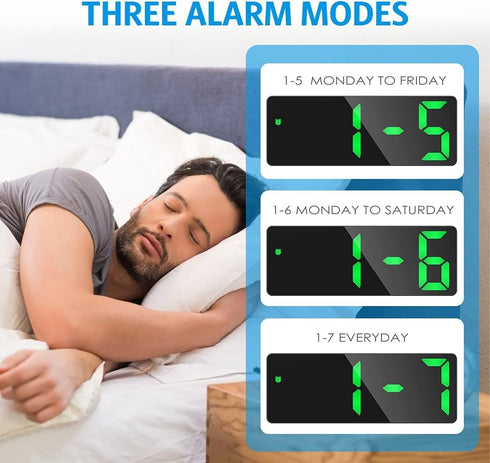 AMIR Alarm Clock, LED Desktop Clock with Temperature Display, Adjustable Brightness for Home (Plug Not Included)