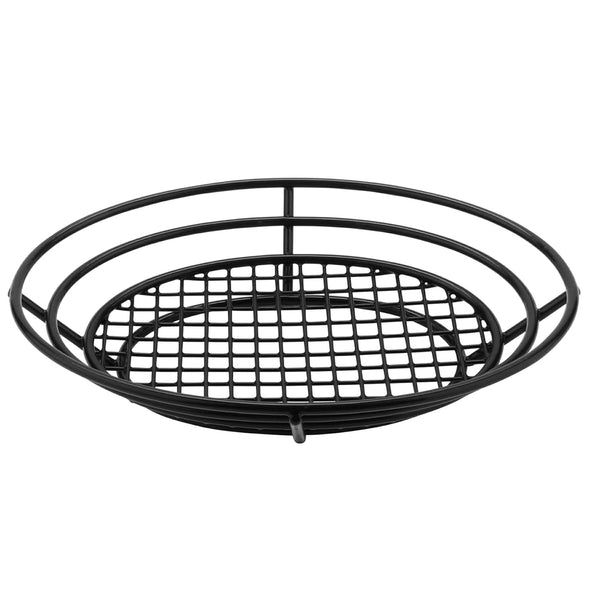 G.E.T. Enterprises 4-38804 Oval Basket, 11" x 8", 2.25" Clipper Mill, Iron Polyethylene Coated, Black