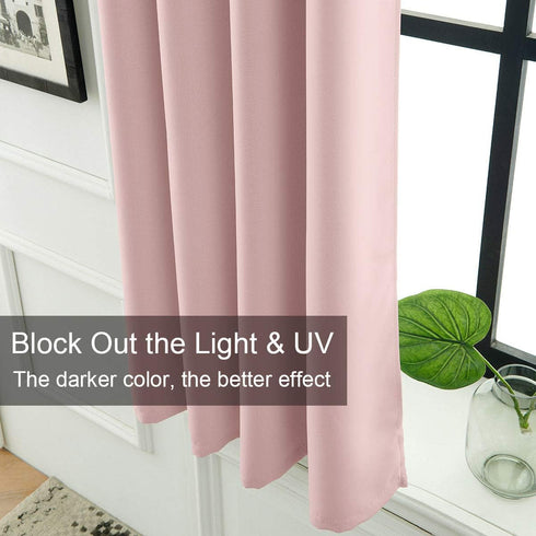 LA PALMA Thermal Insulated Blackout Grommet Curtains, Darkening Window Drapes for Living Room, Pack of 2 Panels
