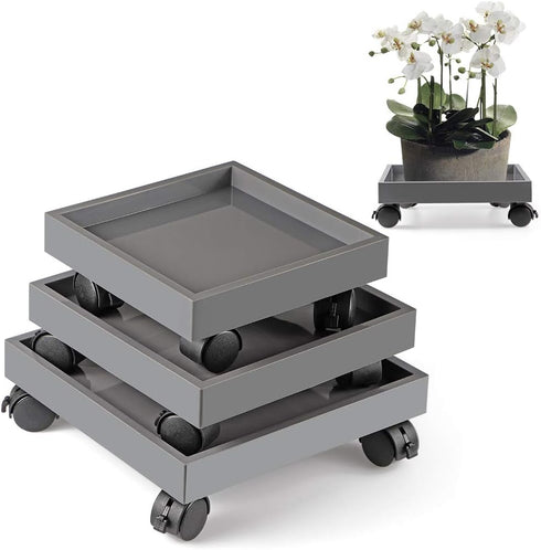 Skelang Square Plant Caddy, Wheeled Planter Trays, ABS Plant Pallet, Heavy Duty Plants