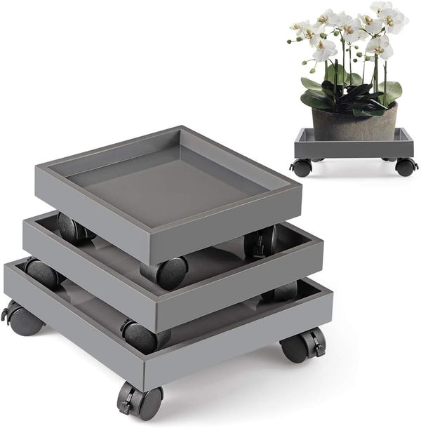 Skelang Square Plant Caddy, Wheeled Planter Trays, ABS Plant Pallet, Heavy Duty Plants