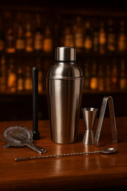 Dynore 6 Set 750 ml, 30/60 ml, Set 6 Stainless Steel Pcs Bartender Martini Kit - Teardrop Bar Spoon, Cocktail Shaker