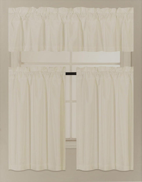 Elegant Home Decor Elegant Home Collection 3 Piece Solid Color Faux Silk Blackout Kitchen Window