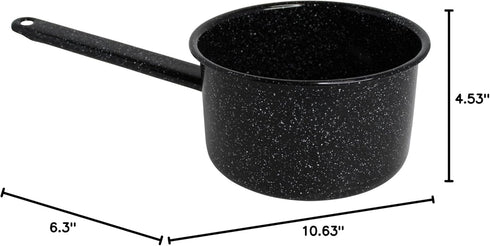 Mirro 1 Quart Enamel Sauce Pan, Speckled Finish Cookware
