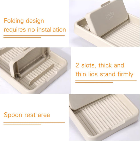 AIERSA Spoon Rest with Lid Holder for Stove Top (2 Pack), Spatula Ladle Pot Lid Utensil Rest for Countertop