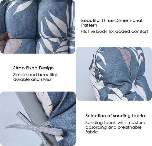 Moonase 67 Inch Patio Lounge Chair Cushion, Indoor/Outdoor Floral Printed Lounger Cushions with Ties and Top Cover