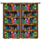 Pixelated Bookshelf Curtain for Kids, Shelf with Books in Pixel Art Style