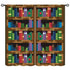 Pixelated Bookshelf Curtain for Kids, Shelf with Books in Pixel Art Style