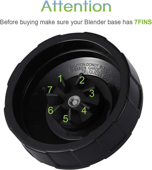 (Pack of 2) 7 Fins Extractor Blade Assembly with Rubber Gasket - Compatible with Nutri Ninja Blenders Auto iQ