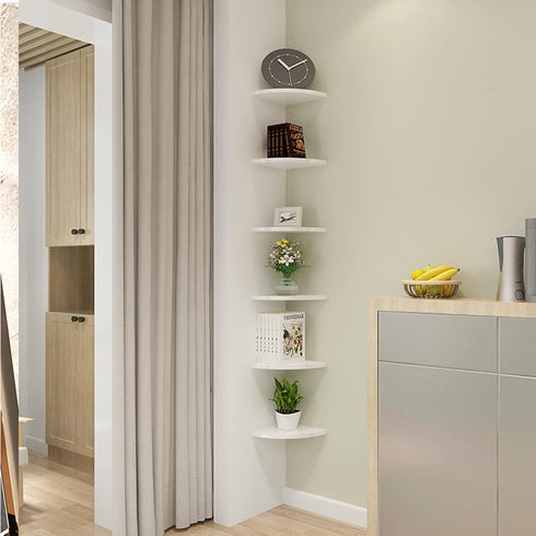 SISHHOME 8 Inch Set 3,Wall 90 White Corner Floating Shelf of Degree Corner Storage Shelf for Kitchen Room/Living