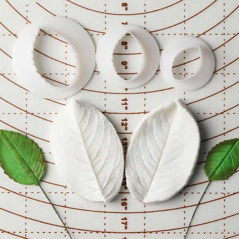 6Pcs Rose leaves Cutter & Veiner Set Fondant Silicone Mold Rose leaf Gumpaste Clay Mould for Chocolate Sugarcraft Bakeware by Growtail