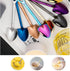 Rolin Roly 7Pcs Colourful Shovel Spoons Coffee Teaspoons Stainless Steel Dessert Spoon Set Rainbow Dinner Spoons Cute Demitasse Scoop for Stirring Drink Mixing Milkshake Jam