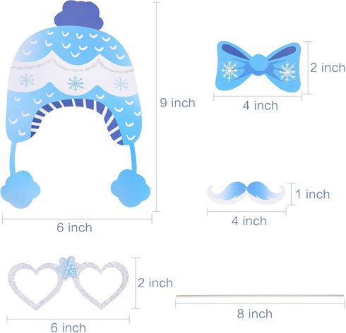 27 Pieces Snowflake Photo Booth Props Kit - Holiday and Winter Wonderland Party Decorations for Christmas