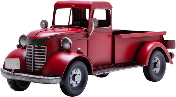 SOFFEE DESIGN 12'' Iron Classic Red Truck Pick-up Model Collectible Vehicle Decoration,