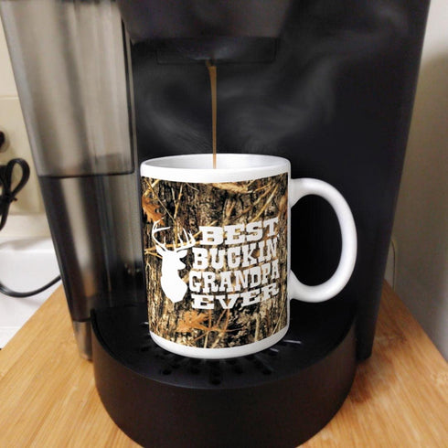 ThisWear Best Buckin' Grandpa Ever Gift, Camo 11oz Ceramic Coffee Mug with Handle for Hunting
