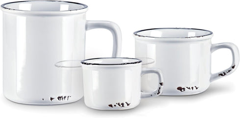 Abbott Collection Enamel Look Stoneware Cappuccino Mug, 27-ENAMEL/CAP WHT, White