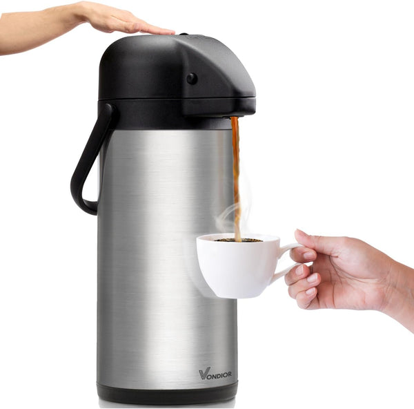 Airpot Coffee Dispenser with Pump - 102 oz Insulated Stainless Steel Carafe for Hot/Cold Beverages