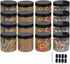 12 Pack 16 oz Plastic Jars With Lids, Clear PET Seal Jar for Food Storage, Kitchen & Craft Storage