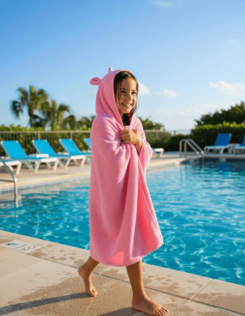 24"x48"+8"/Hooded BAGNO MILANO Kids Organic Turkish Cotton Hooded Beach Cover-Up Towel, GOTS Certified, for Boys