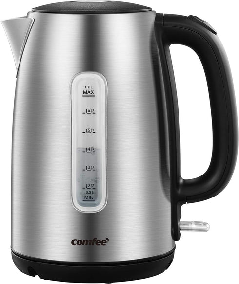 COMFEE' Stainless Steel Electric Kettle, 1.7 Liter Hot Water Kettle, 1500W Fast Boil with Auto Shut-Off