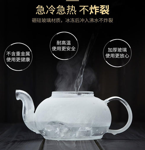 Glass Teapot 20oz with Infuser, Borosilicate Kettle Set for Loose Tea, Stovetop and Microwave Safe