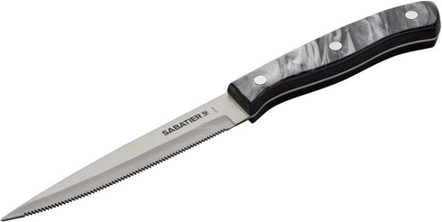 Sabatier Triple Riveted Serrated Utility Knife, 5-Inch, High-Carbon Stainless Steel Kitchen Knife, Black