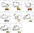 Set 8 Bulldozer Construction Truck Cookie Cutter of - Cement Mixer Dump Truck Pickup Truck Crane Excavator Forklift