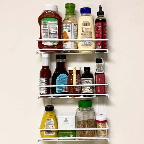 Evelots 2 Pack 3-Tier Spice Rack, Door/Wall Mounted, Sturdy Coated Metal for Up to 36 Bottles