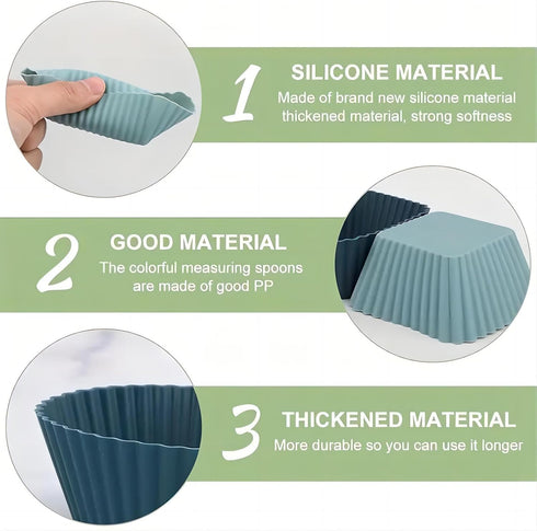 12 Pack Reusable Silicone Cupcake Baking Cups, Standard Round, Square & Rectangle Muffin Liners, Non-Toxic, BPA Free