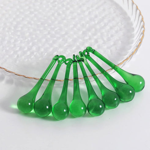 20pcs 3inch LONGWIN Crystal Teardrop Pendant Chandelier Parts Wedding Decoration Christmas Tree Decorations (Green)