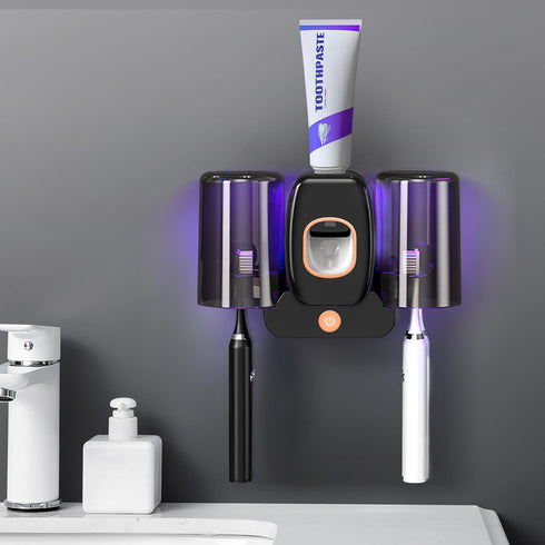 LXIANGN 3 in 1 Toothbrush Cleaner Holders,Rechargeable Wall Mounted Toothbrush Holder Toothpaste