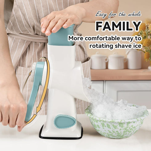 KEOUKE Rotary Ice Shaver with Handle, Manual Hand Crank Snow Cone Maker, White