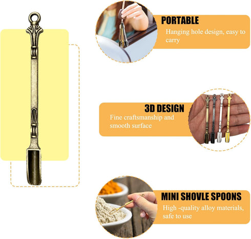 nuuubik 40 PCS Mini Spoons, Tiny Metal Mini Shovel Spoons for Powder, Metal Spoon Power Scoop Tableware Charm Kitchen