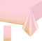 1 Pack Pink and Gold Plastic Tablecloth for Parties, Pink Disposable Table