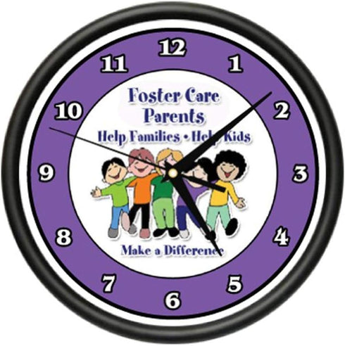 Foster Care Parents Wall Clock, Social Worker Foster Kids Child Care Gift