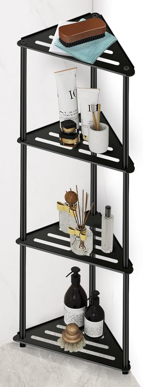 Standing Corner Shower Caddy, 4 Tier Stainless Steel Organizer Stand, Rustproof Shelves