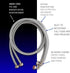 Eastman Washing Machine Connector, Pack of 2, 3/4 Inch FHT Connection, 5 Foot Braided Stainless Steel Hoses