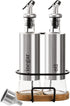 Tebery 2 Pack Olive Oil and Vinegar Bottle Set with Rack and